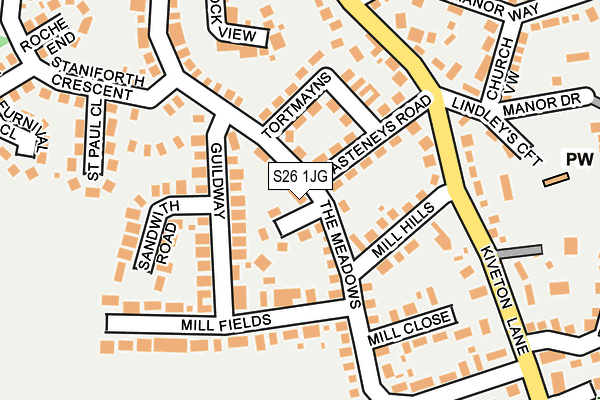 S26 1JG map - OS OpenMap – Local (Ordnance Survey)