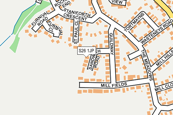 S26 1JP map - OS OpenMap – Local (Ordnance Survey)