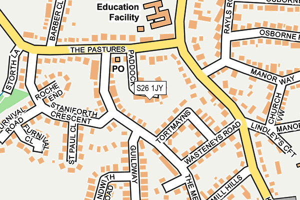 S26 1JY map - OS OpenMap – Local (Ordnance Survey)