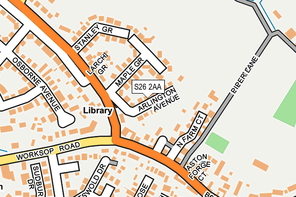 S26 2AA map - OS OpenMap – Local (Ordnance Survey)