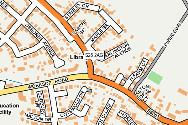 S26 2AG map - OS OpenMap – Local (Ordnance Survey)