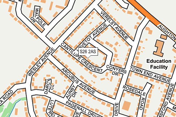 S26 2AS map - OS OpenMap – Local (Ordnance Survey)