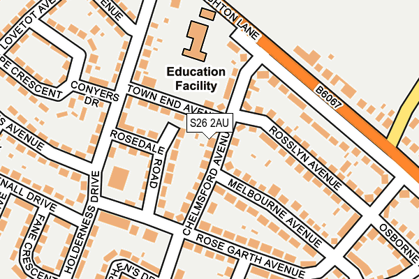 S26 2AU map - OS OpenMap – Local (Ordnance Survey)