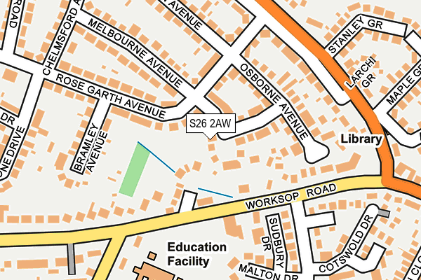 S26 2AW map - OS OpenMap – Local (Ordnance Survey)
