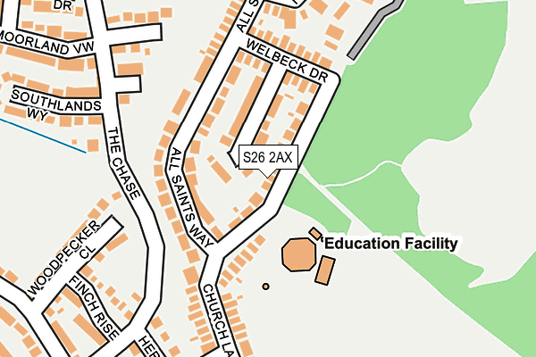 S26 2AX map - OS OpenMap – Local (Ordnance Survey)