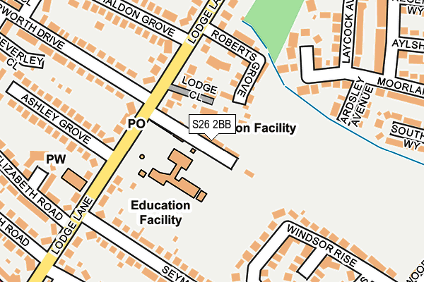 S26 2BB map - OS OpenMap – Local (Ordnance Survey)