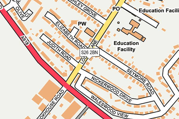 S26 2BN map - OS OpenMap – Local (Ordnance Survey)