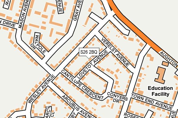 S26 2BQ map - OS OpenMap – Local (Ordnance Survey)