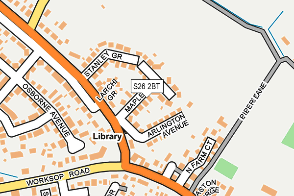 S26 2BT map - OS OpenMap – Local (Ordnance Survey)