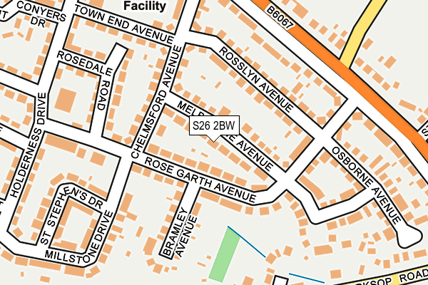 S26 2BW map - OS OpenMap – Local (Ordnance Survey)