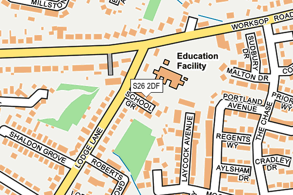 S26 2DF map - OS OpenMap – Local (Ordnance Survey)