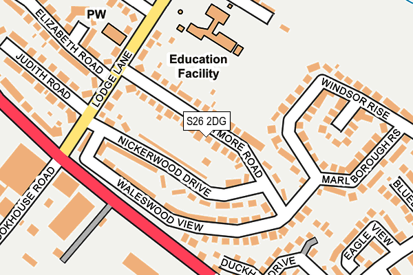 S26 2DG map - OS OpenMap – Local (Ordnance Survey)