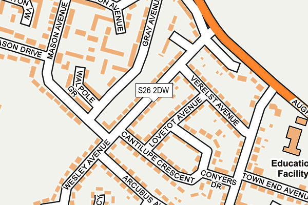 S26 2DW map - OS OpenMap – Local (Ordnance Survey)