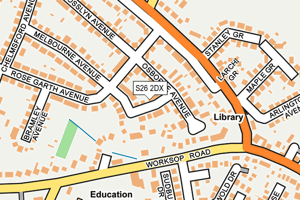 S26 2DX map - OS OpenMap – Local (Ordnance Survey)