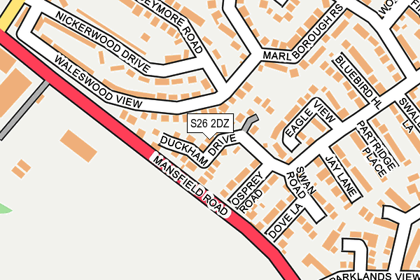 S26 2DZ map - OS OpenMap – Local (Ordnance Survey)