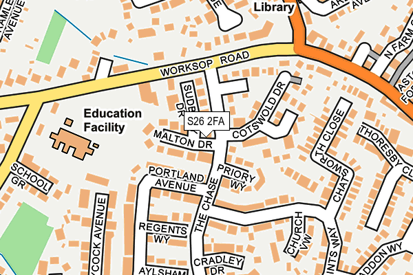 S26 2FA map - OS OpenMap – Local (Ordnance Survey)