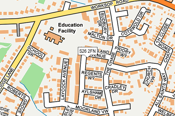 S26 2FN map - OS OpenMap – Local (Ordnance Survey)