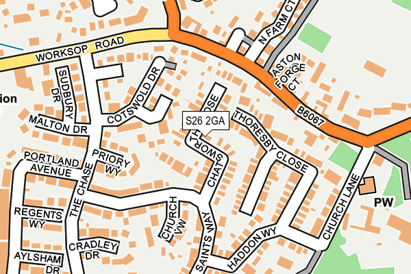 S26 2GA map - OS OpenMap – Local (Ordnance Survey)