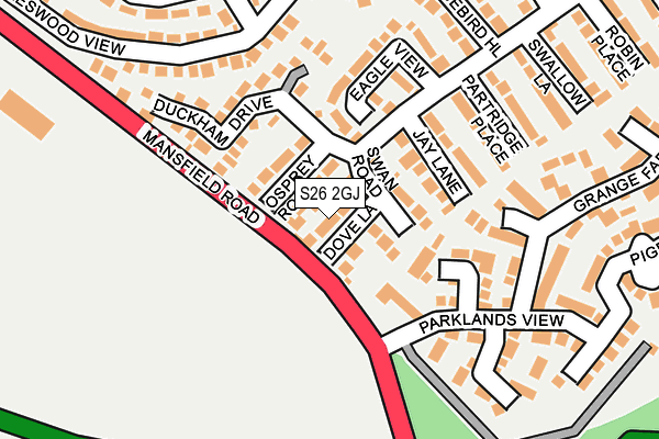S26 2GJ map - OS OpenMap – Local (Ordnance Survey)