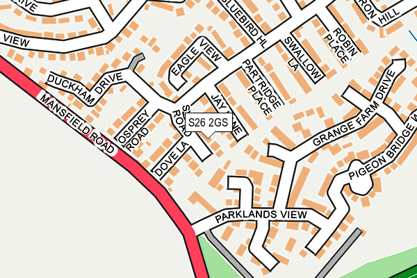 S26 2GS map - OS OpenMap – Local (Ordnance Survey)