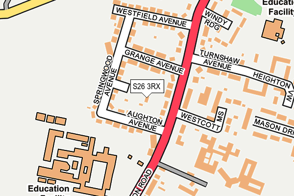 S26 3RX map - OS OpenMap – Local (Ordnance Survey)
