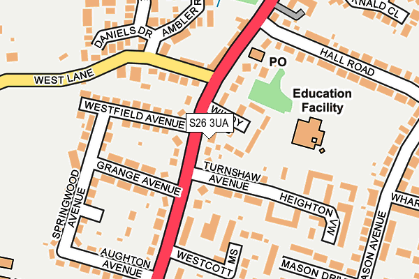 S26 3UA map - OS OpenMap – Local (Ordnance Survey)