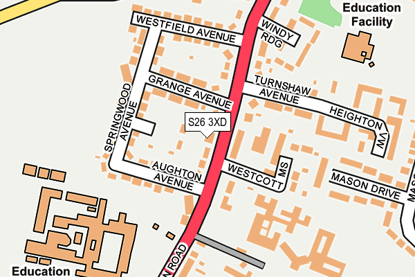 S26 3XD map - OS OpenMap – Local (Ordnance Survey)
