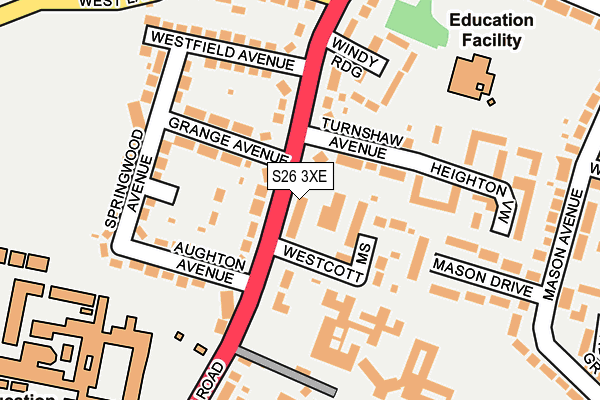 S26 3XE map - OS OpenMap – Local (Ordnance Survey)