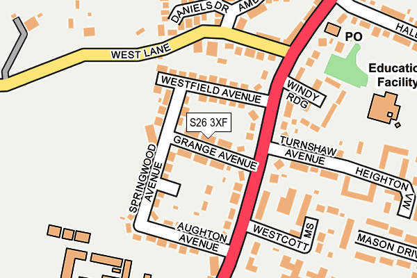 S26 3XF map - OS OpenMap – Local (Ordnance Survey)