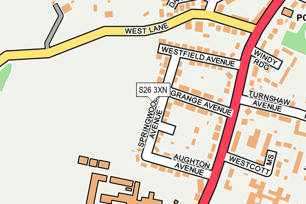 S26 3XN map - OS OpenMap – Local (Ordnance Survey)
