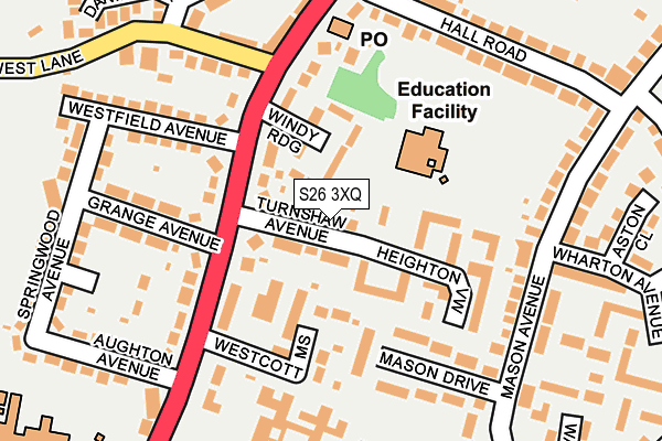 S26 3XQ map - OS OpenMap – Local (Ordnance Survey)