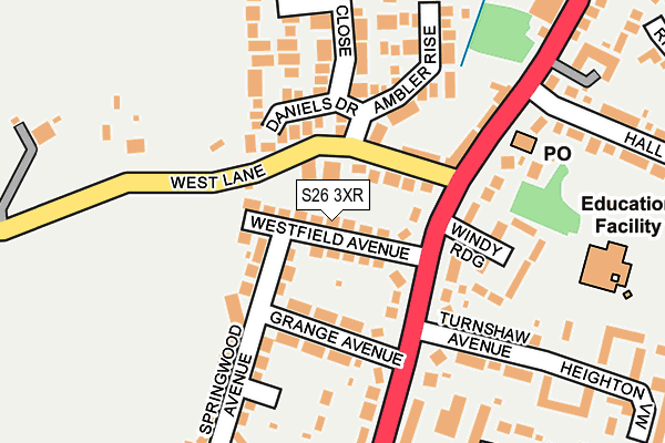 S26 3XR map - OS OpenMap – Local (Ordnance Survey)