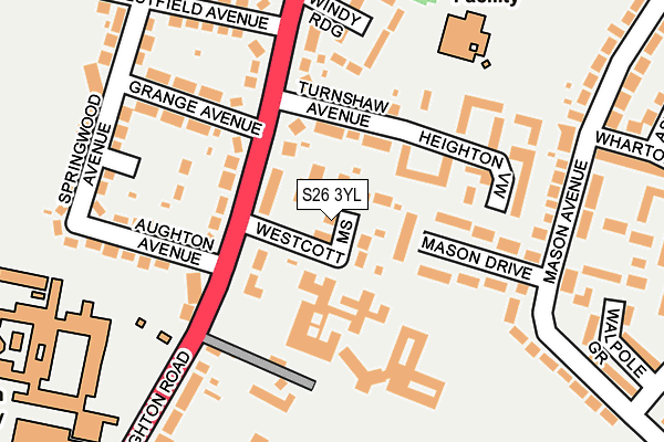 S26 3YL map - OS OpenMap – Local (Ordnance Survey)