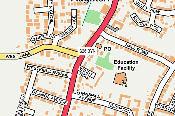 S26 3YN map - OS OpenMap – Local (Ordnance Survey)