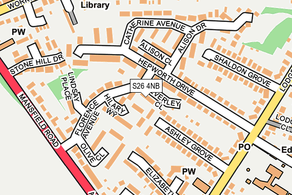 S26 4NB map - OS OpenMap – Local (Ordnance Survey)
