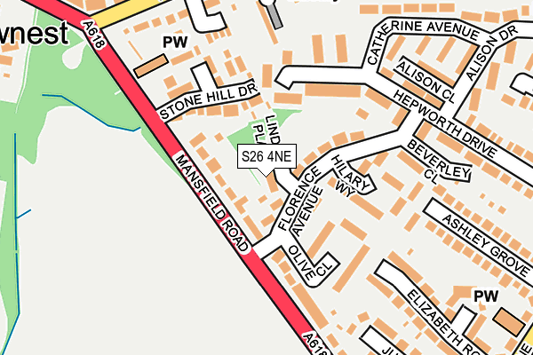 S26 4NE map - OS OpenMap – Local (Ordnance Survey)