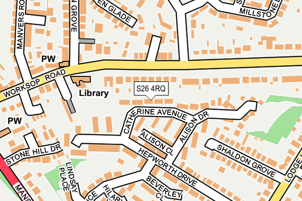 S26 4RQ map - OS OpenMap – Local (Ordnance Survey)