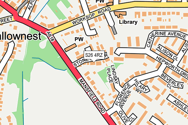 S26 4RZ map - OS OpenMap – Local (Ordnance Survey)