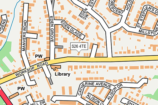 S26 4TE map - OS OpenMap – Local (Ordnance Survey)