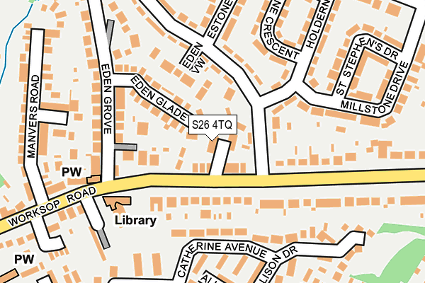 S26 4TQ map - OS OpenMap – Local (Ordnance Survey)