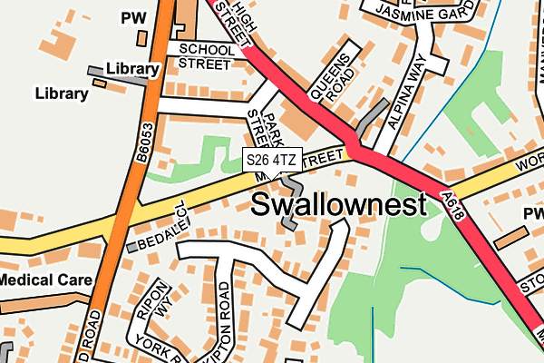 S26 4TZ map - OS OpenMap – Local (Ordnance Survey)