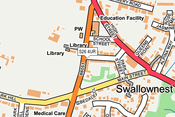 S26 4UR map - OS OpenMap – Local (Ordnance Survey)