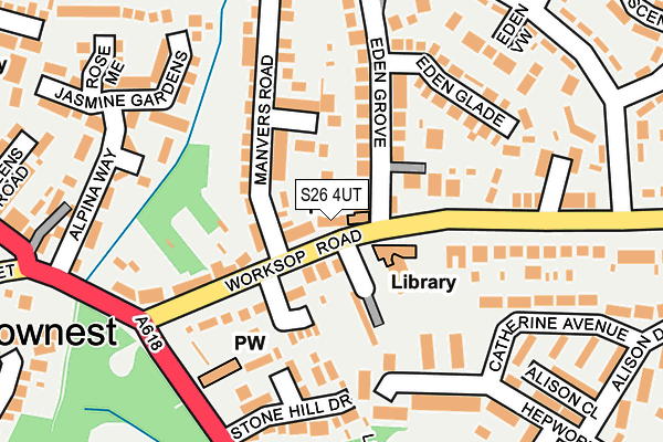 S26 4UT map - OS OpenMap – Local (Ordnance Survey)