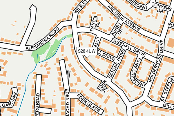 S26 4UW map - OS OpenMap – Local (Ordnance Survey)