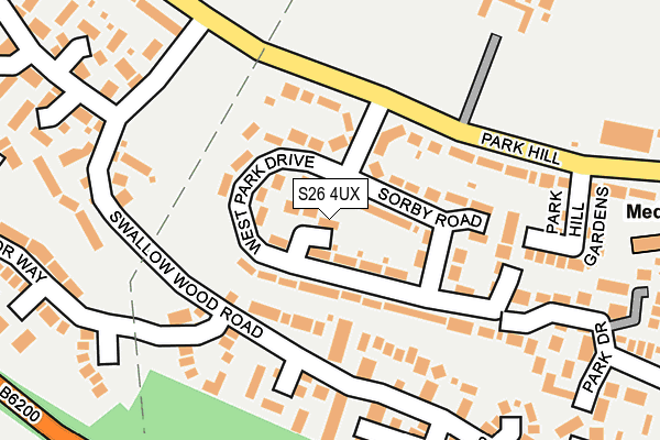 S26 4UX map - OS OpenMap – Local (Ordnance Survey)