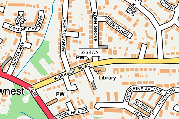 S26 4WA map - OS OpenMap – Local (Ordnance Survey)