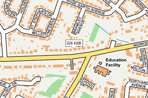 S26 4WB map - OS OpenMap – Local (Ordnance Survey)