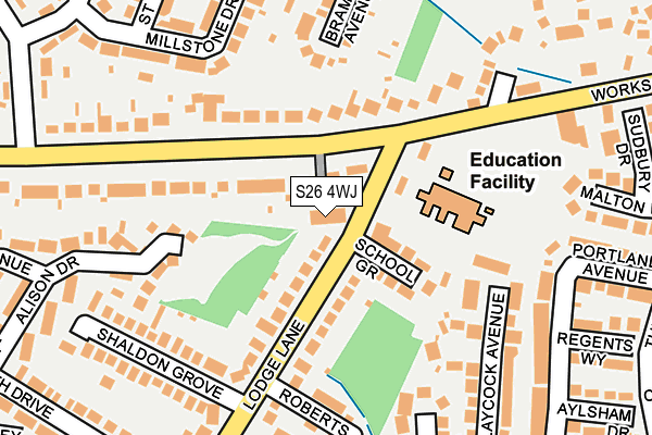 S26 4WJ map - OS OpenMap – Local (Ordnance Survey)