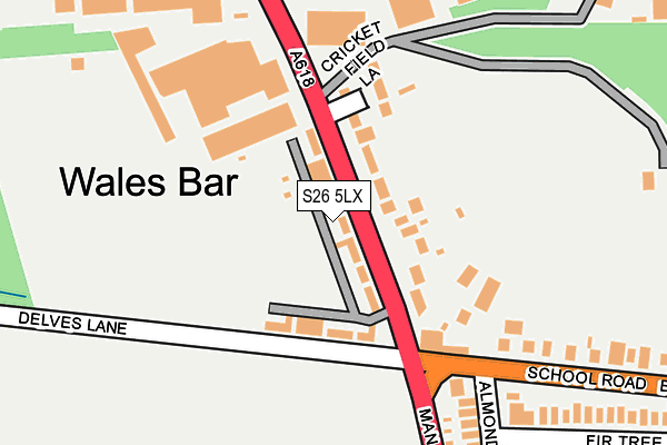 S26 5LX map - OS OpenMap – Local (Ordnance Survey)