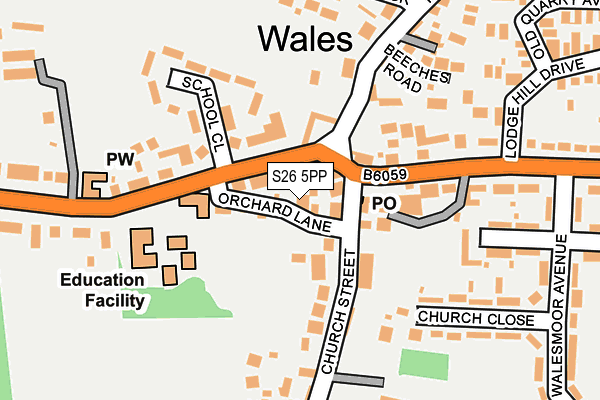 S26 5PP map - OS OpenMap – Local (Ordnance Survey)